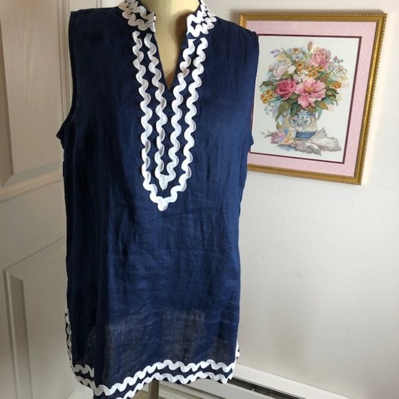 Charter Club Tops - Charter Club Navy Linen Tunic Top (Size L/XL)